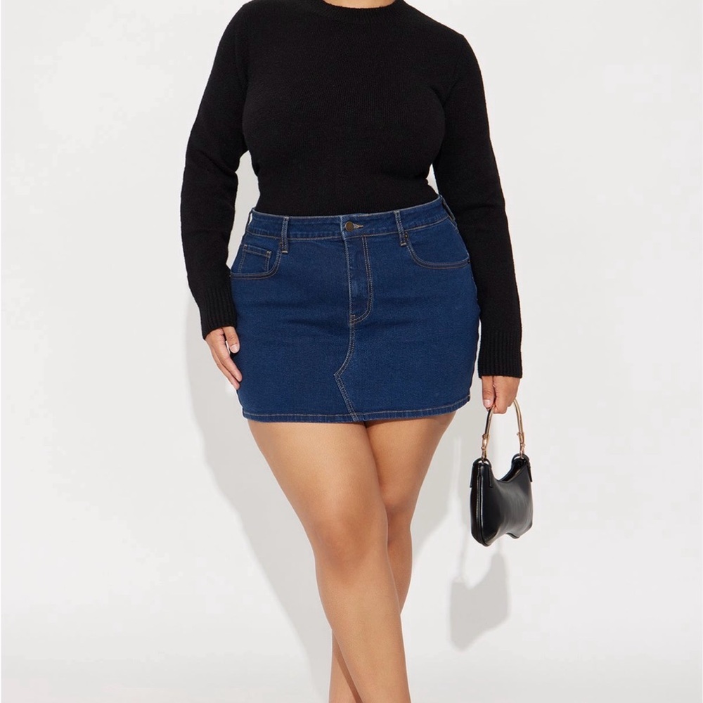 Fashion Nova Blue Denim Skirt